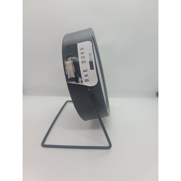 Rae Dunn Font 6" Standing Clock Desk Table Black Metal Round Farmhouse Standing - Picture 3 of 5